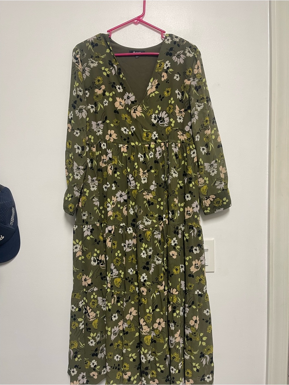Madewell Olive Green Floral Midi Dress